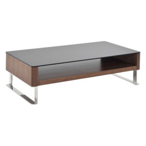 Coffee Table with metal stands; (130x70x40)cm, Light AmericanWalnut