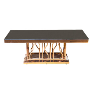 Glass Top Coffee Table (130x70x45)cm, Rose Gold/Black