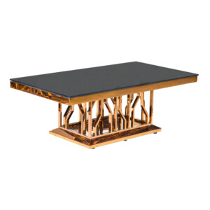 Glass Top Coffee Table (130x70x45)cm, Rose Gold/Black