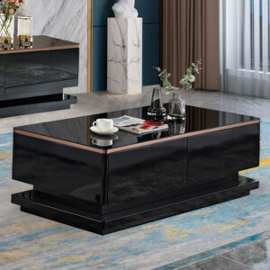 Coffee Table, Glossy Black/Rose Gold