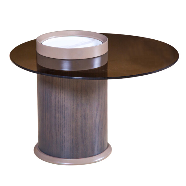 Round Glasstop Coffee Table: (60x45)cm, Light Khaki