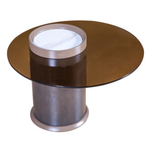 Round Glasstop Coffee Table: (60x45)cm, Light Khaki