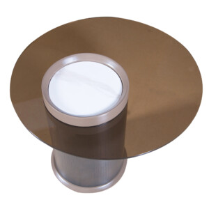 Round Glasstop Coffee Table: (60x45)cm, Light Khaki