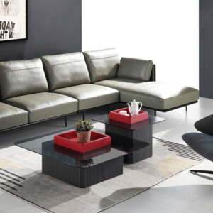 Coffee Table: (60x60x50)cm, Grey/Red