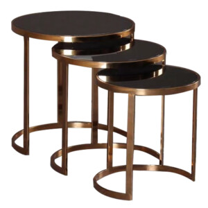 Nesting Table; 3pc Set, Black/Rose Gold