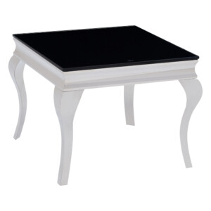 Glass Top Side Table (60x60x50cm), Silver/Black