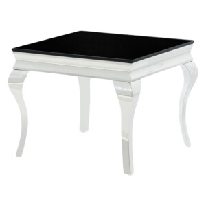 Glass Top Side Table (60x60x50cm), Silver/Black