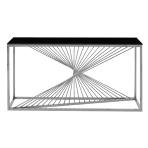 Glass Top Console Table (160x45x80)cm, Silver/Black