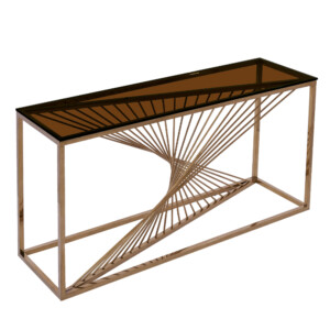 Glass Top Console Table (160x45x80)cm, Mirror Rose Gold/Tea