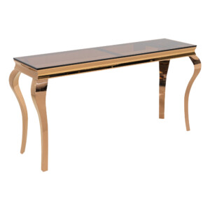 Glass Top Console Table (160x45x85cm), Rose Gold/Black