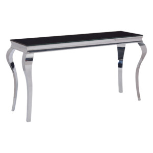 Glass Top Console Table (160x45x85cm), Silver/Black