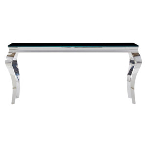 Glass Top Console Table (160x45x85cm), Silver/Black