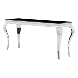 Glass Top Console Table (160x45x85cm), Silver/Black