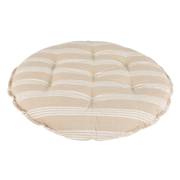 Holm Stripe Cotton Seat Pad; (60x60x8)cm, Cream