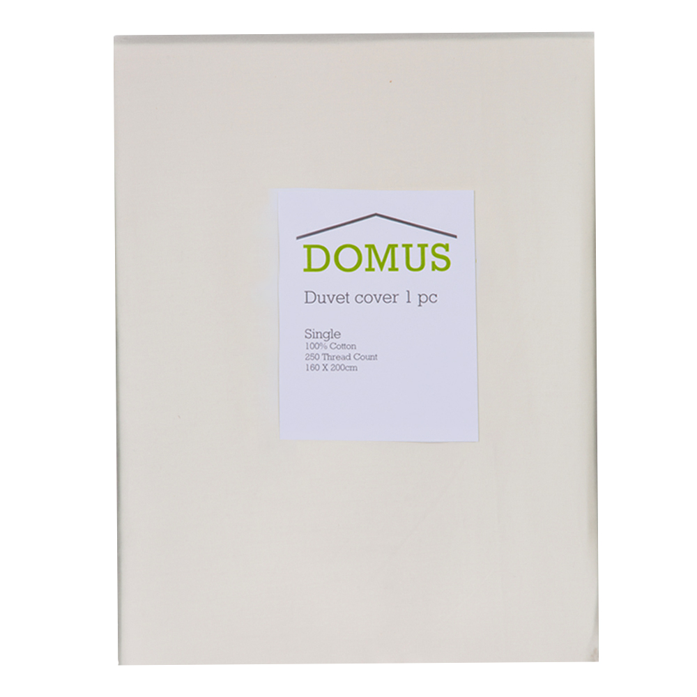 Domus: Duvet Cover: Single, 250Tc 100% Cotton: (160x220)cm, Ivory