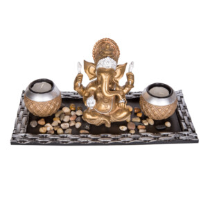 ALLBRIGHT: Tealight Candles With Stones And Buddha; 32.5x15x15.5cm Ref.3AB4120