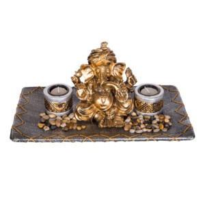 ALLBRIGHT: Tealight Candles With Stones And Buddha; 36x20x16cm Ref.3AB4134