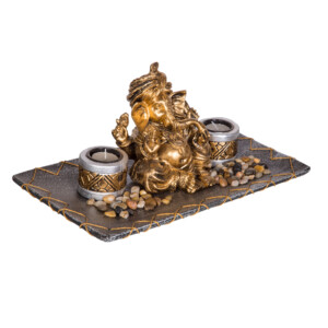 ALLBRIGHT: Tealight Candles With Stones And Buddha; 36x20x16cm Ref.3AB4134