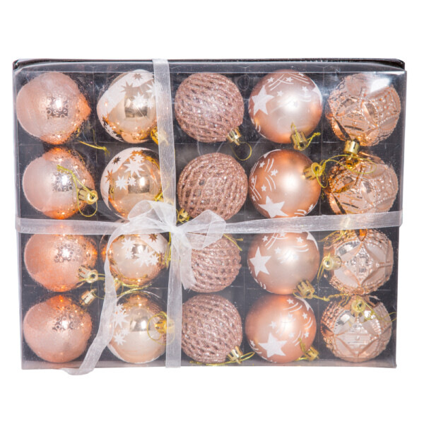 Decoration 6cm Baubles, 20pc Set, Champagne Gold