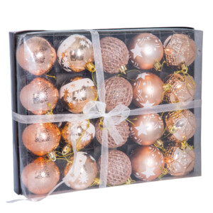 Decoration 6cm Baubles, 20pc Set, Champagne Gold