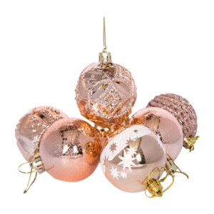 Decoration 6cm Baubles, 20pc Set, Champagne Gold