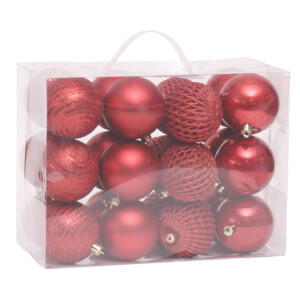 X'Mas Decoration Balls, 24pc Pack , Red