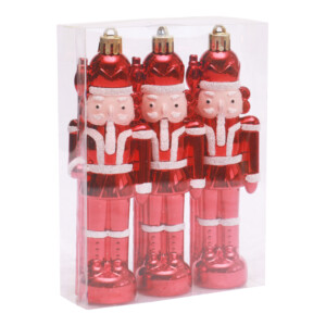 X'Mas Decoration, Soldier Shaped, 3pc Set, Red