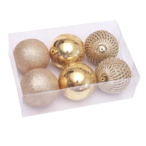 X'Mas Decoration Balls, 6pc Pack, Gold