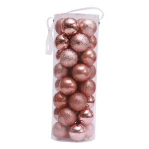 X'Mas Decoration Balls, 32pc Pack, Rose/Gold