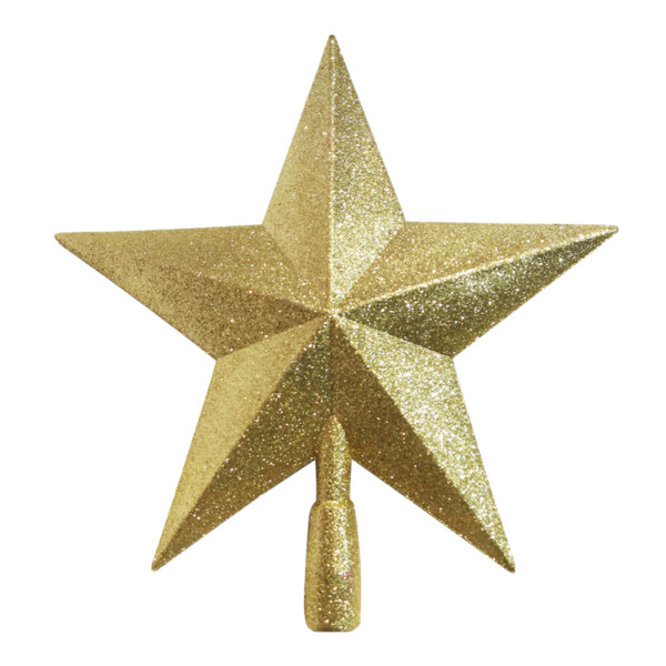 X'Mas Decoration Tree Top Star With Glitter, Gold