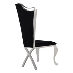 Fabric Dining Chair With Steel Frame, Silver/Black