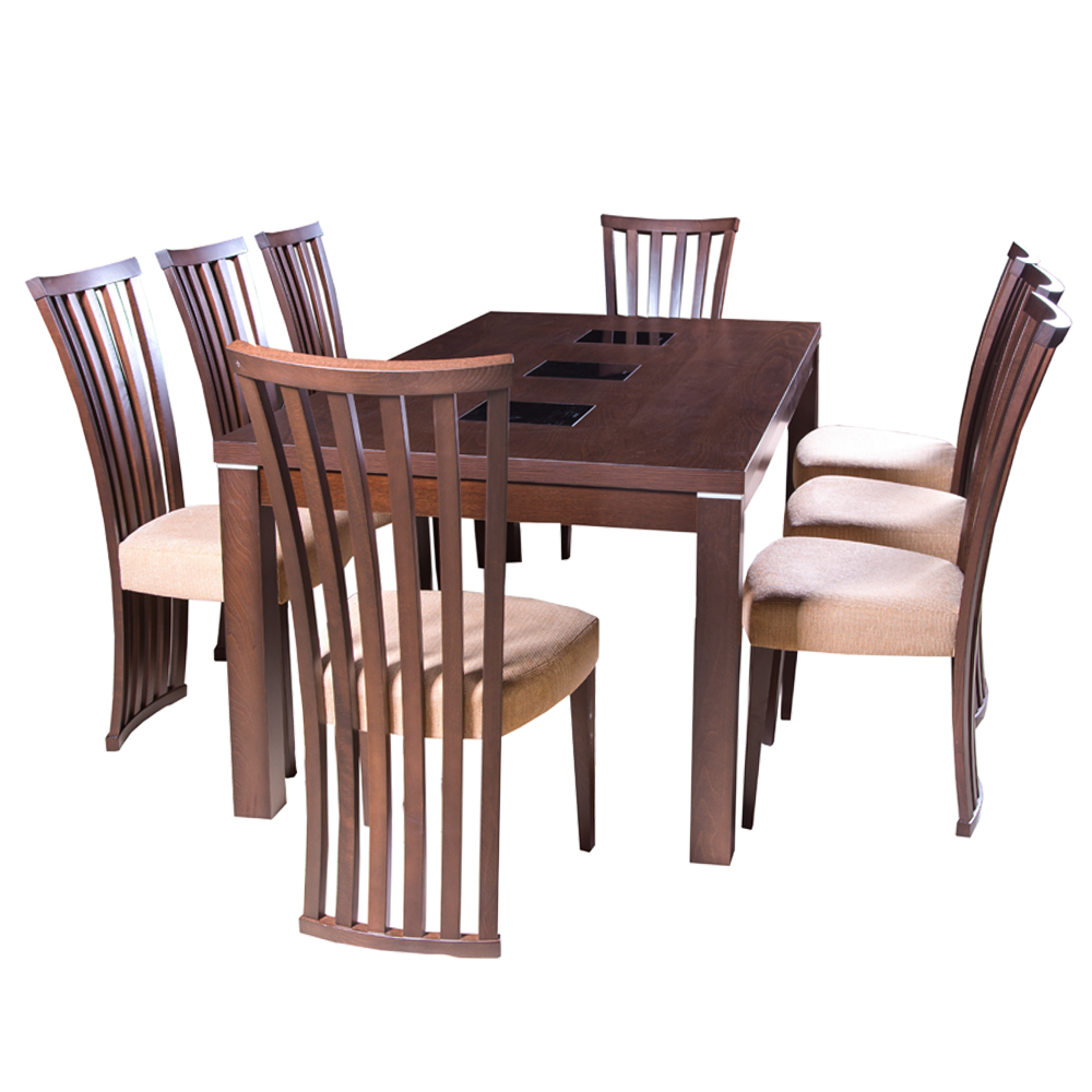 EUROSPAN: Dining Table (Glass Top) #THG-4934BBH + 8 Side Chairs #CB-3820YBH