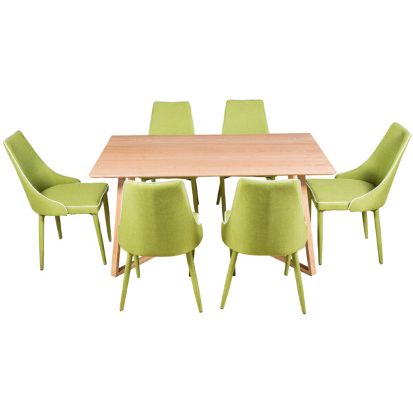 DAKOTA: Dining Table (1.5M) + 6 Fabric Side Chairs