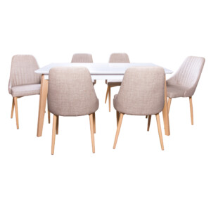 Cayman Dining Table (1.5M)+ 6 Jensen Side Chairs