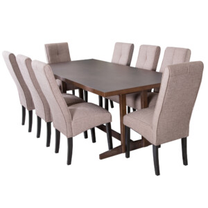 LINDEN: Dining Table (220x100x70cm) #NS9328 + 8 Side Chairs (47x65x103cm) #OS2018