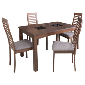 Dining Table + 4 Side Chairs, BurnBeech