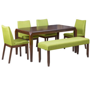 JERRY: Kasia Table (1.5M) + 4 Side Chairs + Jerry Bench Chair