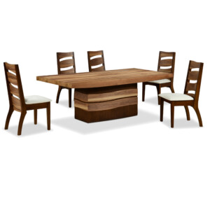 HOTWIN: WALNUT Dining Set: Dining Table- Wood Top (100x220x76cm) + 8 Side Chairs