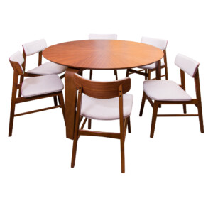 ELK-DESA: Dining Table (137.2x137.2x75cm) #EDWD3782(DT-ROUN)S000BC+ 6 Side Chairs #EDWD3776(DC-FCPI)S000BC