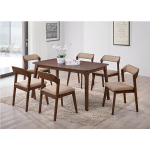 SF Dining Set: Sephora Dining Table- Wood Top (180x95cm) #DT8600 + 6 Lotta Side Chairs #DC4451