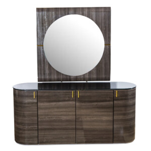 PERFECT LINE: Buffet Cabinet; 179x45.5x80cm #TD143BA + Mirror With LED Light; 110x50cm #TB143MC-L