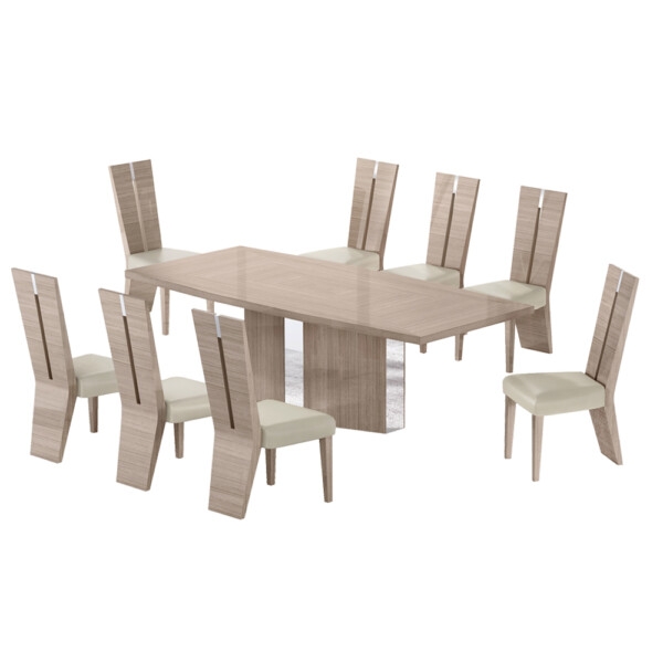 Perfect Line: Dining Table (240x110x76cm) + 8 Side Chairs, BeigeAngley