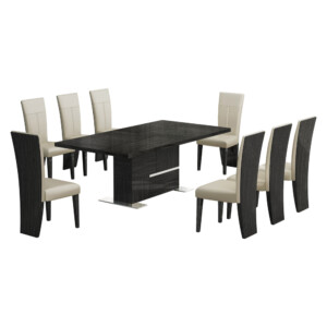 Dining Table (240x110x76)cm + 8 Side Chairs, Grey Angley