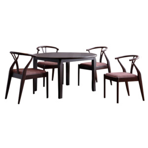 Round Dining Table (76x100x100)cm + 4 Side Chairs