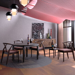 Round Dining Table (76x100x100)cm + 4 Side Chairs