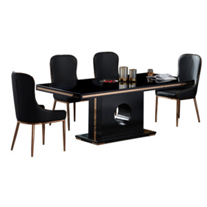 Select: Dining Table + 8 Side Chairs, GlossyBlack/RoseGold