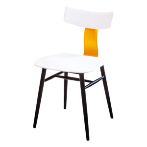 Dining Table (80x73)cm, Glass Top + 3 Fabric Side Chairs, White/Black