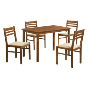 Dining Table (110x70x73.5)cm, Wood Top + 4 Velvet Side Chairs, Light Brown