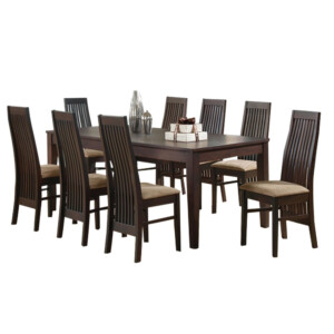 HAVANA/NEW MARTIN: Dining Table, 1060x2100mm + 8 Side Chairs, Espresso