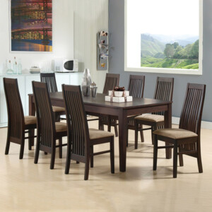 HAVANA/NEW MARTIN: Dining Table, 1060x2100mm + 8 Side Chairs, Espresso